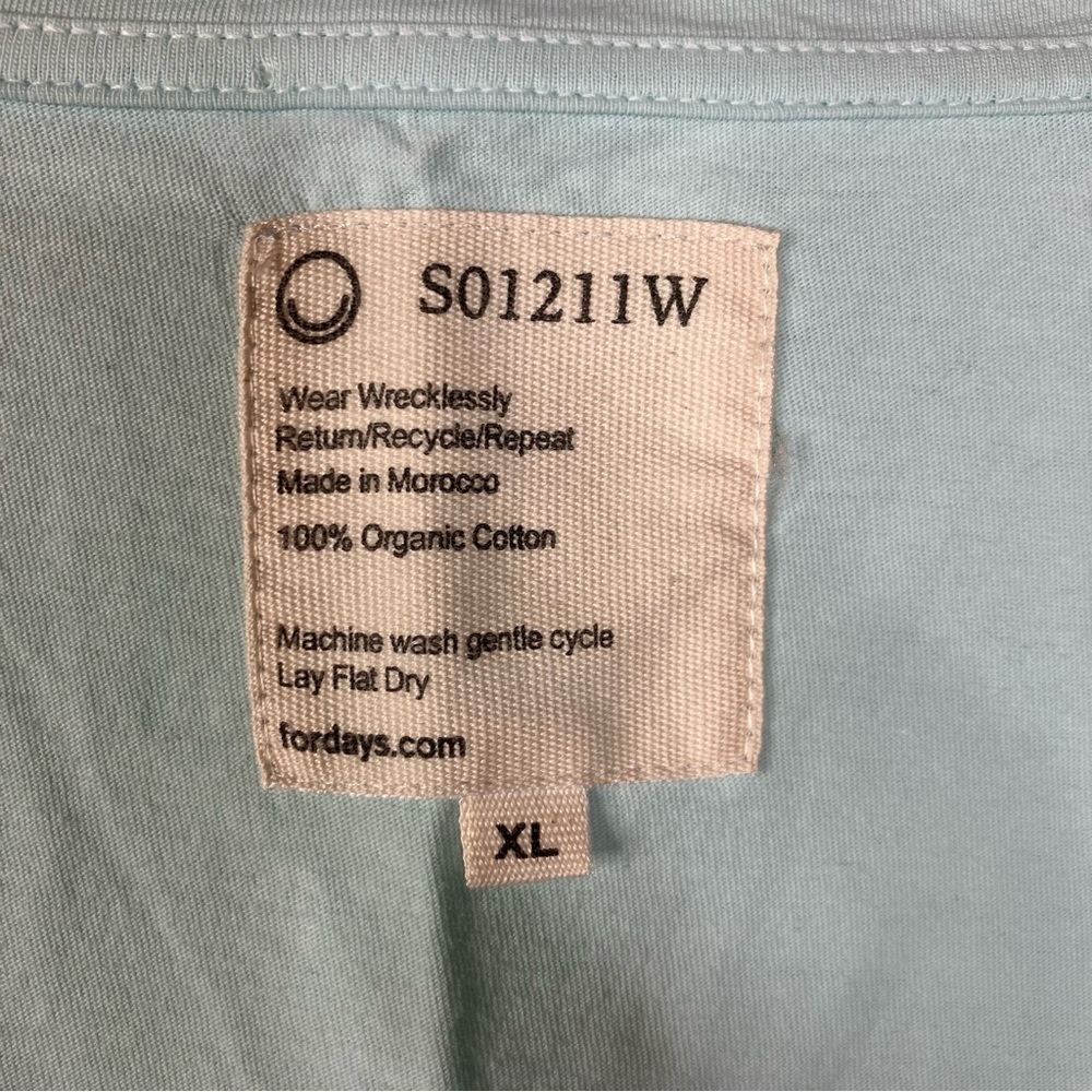For Days Organic Cotton U Neck Tee In Iced Aqua Size Xlarge — image 3 of 5